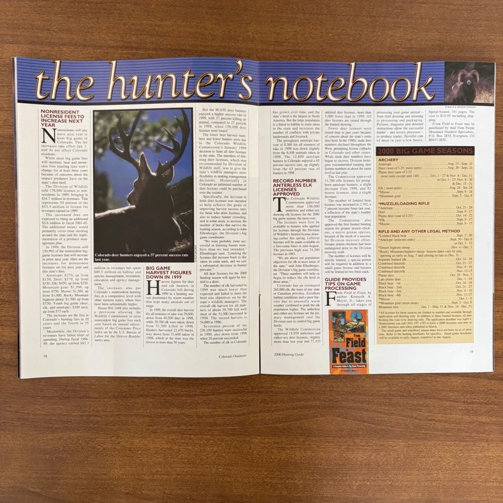 Vintage Colorado Outdoors Magazine 2000 Full Year Set&  Hunting Fishing Guides‎